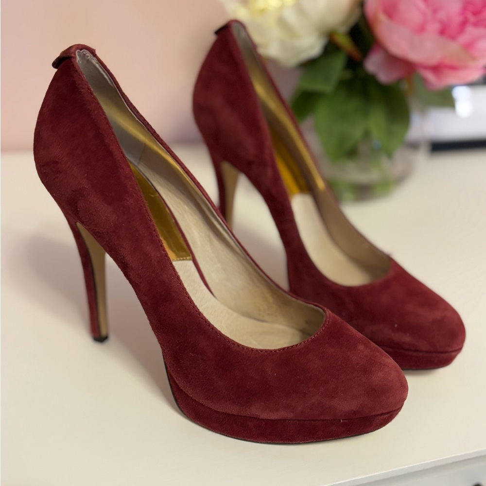 Michael Kors Velvet Maroon/Red Heels size 9